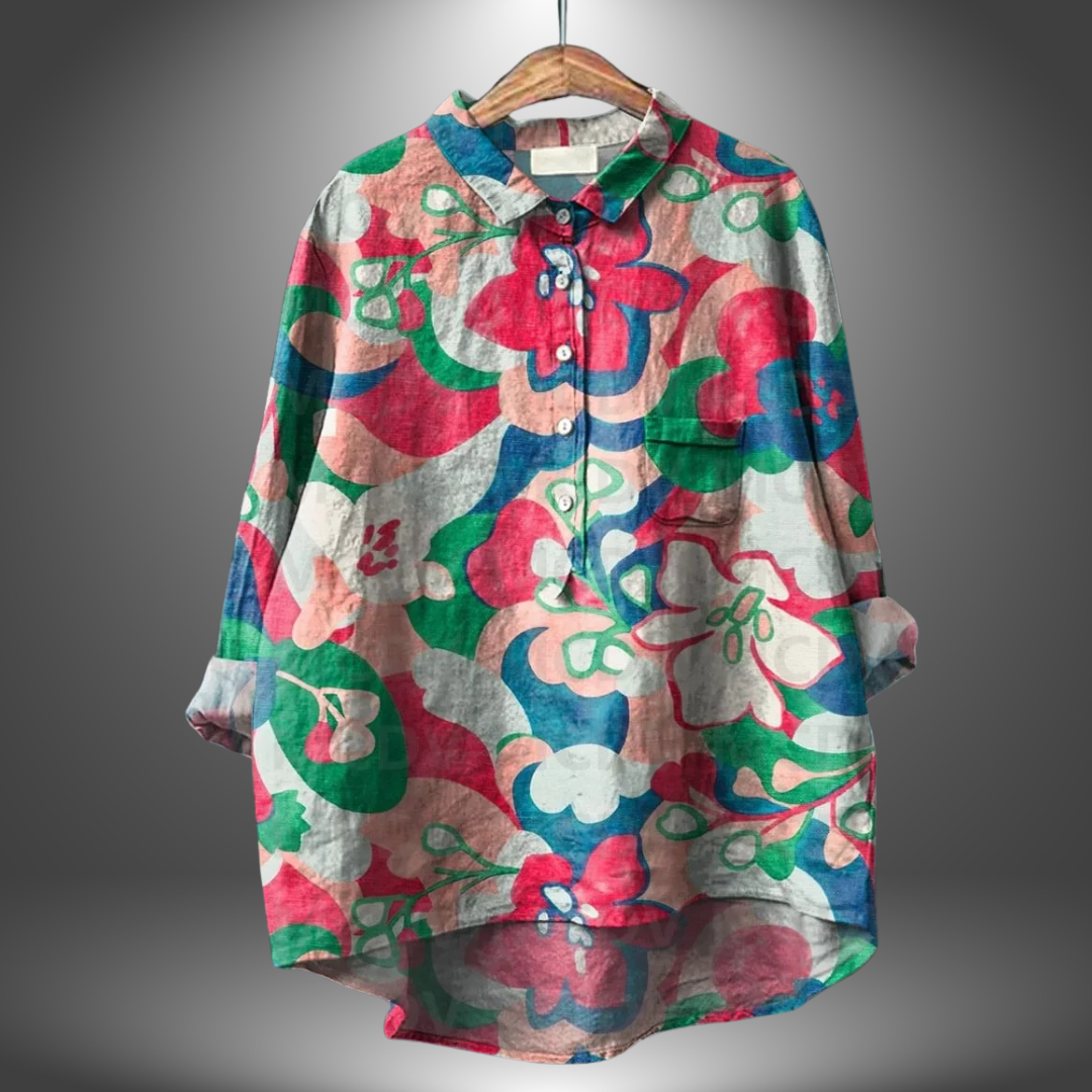 ALLY – HAND-PAINTED FLORAL BLOUSE