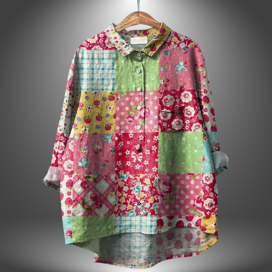 ALLY – HAND-PAINTED FLORAL BLOUSE