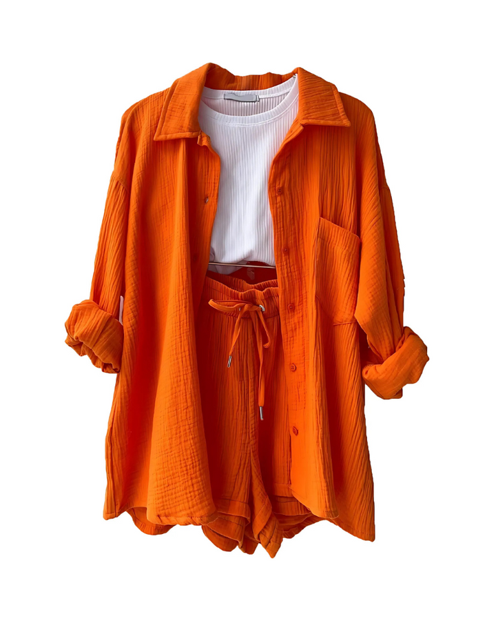 Mari – Textured Button-Up Short Set