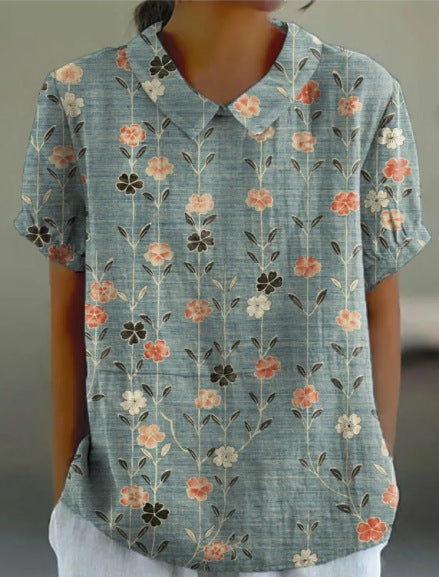 MARIA – FLORAL AUTUMNAL HEMP BLOUSE