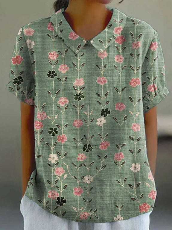MARIA – FLORAL AUTUMNAL HEMP BLOUSE