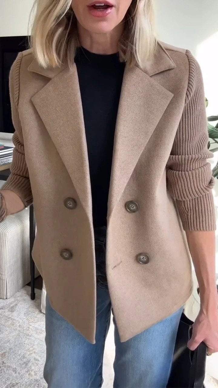 Jaz | Chic Knit-Sleeve Blazer