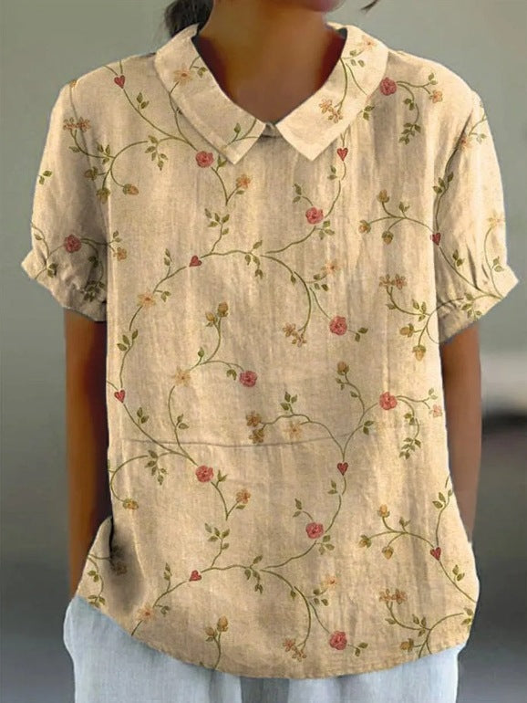 MARIA – FLORAL AUTUMNAL HEMP BLOUSE