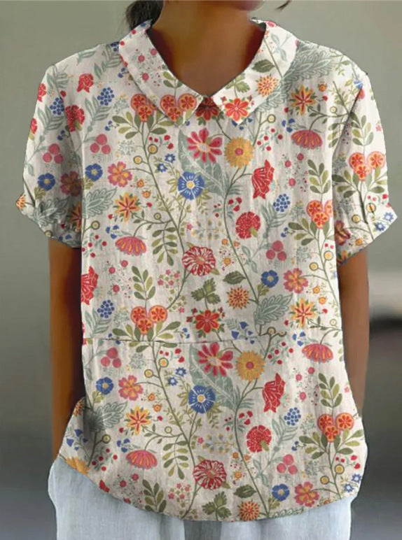 MARIA – FLORAL AUTUMNAL HEMP BLOUSE