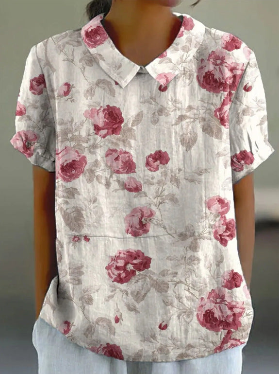 MARIA – FLORAL AUTUMNAL HEMP BLOUSE