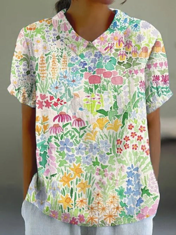 MARIA – FLORAL AUTUMNAL HEMP BLOUSE